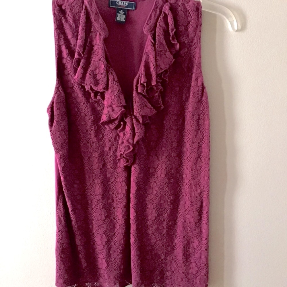 Chaps sleeveless ruffled shirt